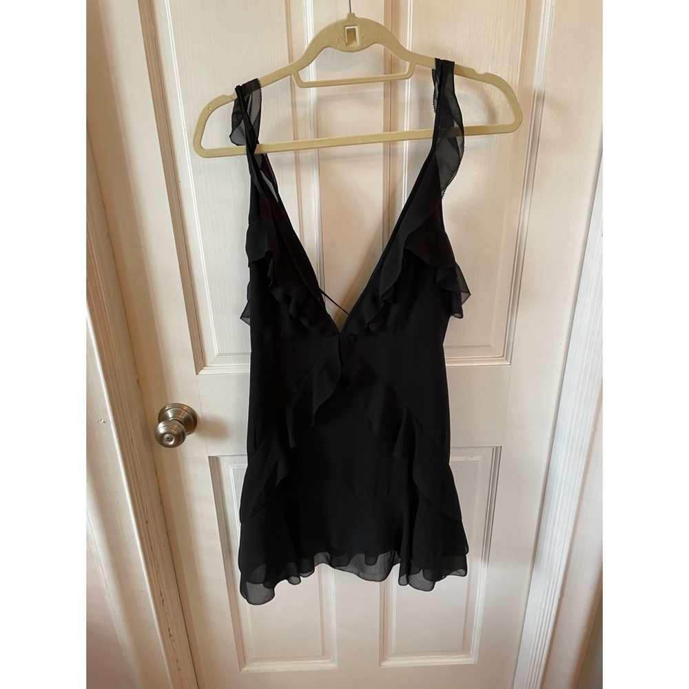 NEVER WORN: Pookie and Sebastian Black Ruffle A line Mini Dress